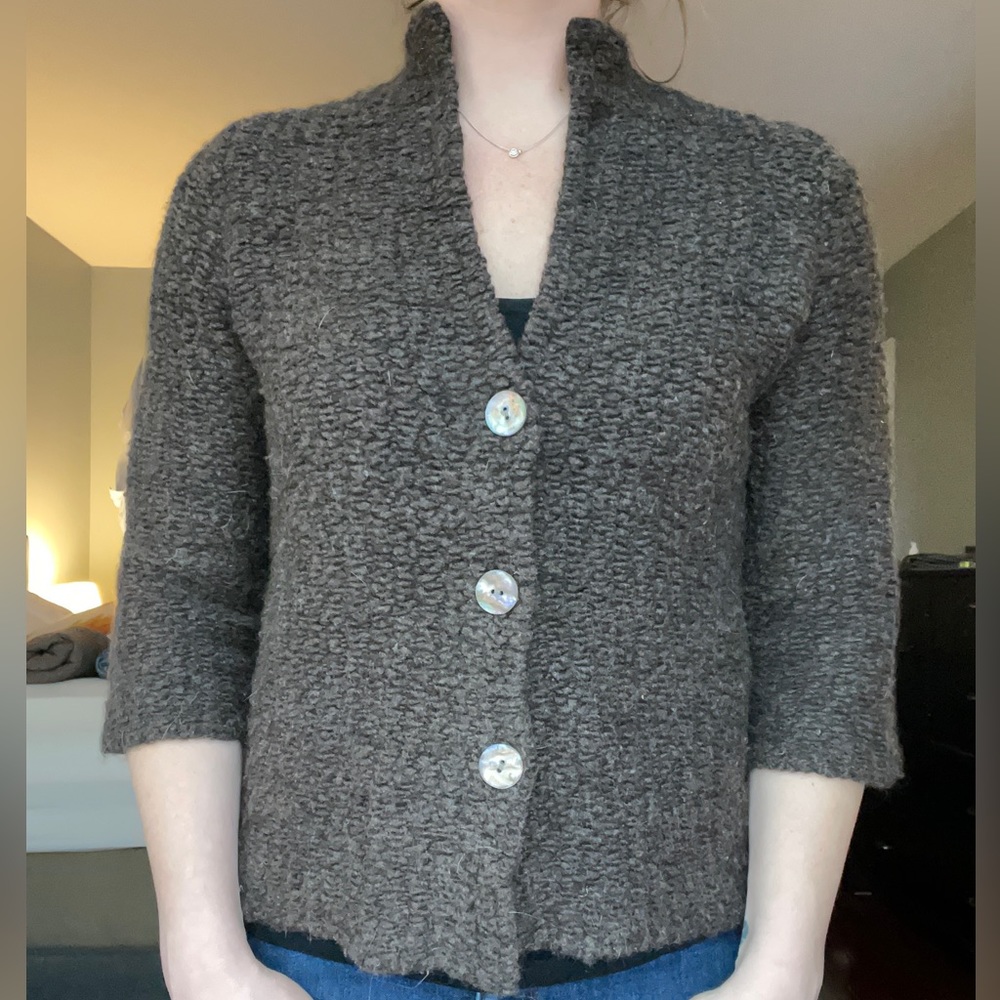Eileen Fisher Wool Button Up Sweater - XS
